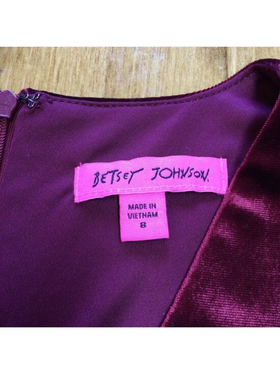 Betsey Johnson Velvet Jumpsuit Sleeveless Ruffled Wide Leg Red Burgundy Size 8 - Picture 3 of 11